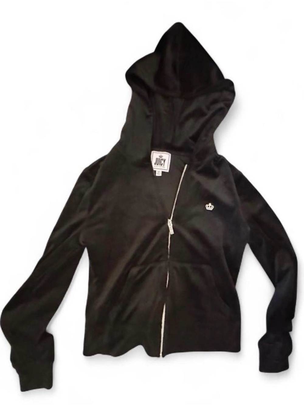 Juicy Couture Black Hooded Zip-Up Bomber Jacket